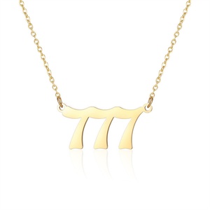 Wholesale Custom High Quality Number 111 222 333 444 555 666 777 888 999 Stainless Steel Angel Number <b>Necklace</b> - Product Image 2