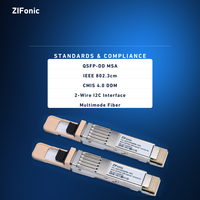 Émetteur-récepteur optique ZIFonic 400 Gbit/s QSFP-DD SR8 850 nm Multimode 100 m MPO-16 PAM4 Module Fibre Optique pour Centre de Données Spine Uplink