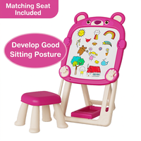 Tableau de dessin pliable double face pour enfants, tableau blanc magnétique effaçable avec chaise pour la maison et la maternelle