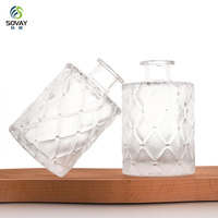 Bouteille diffuseur d'arômes en verre transparent rechargeable 200 ml, aspect naturel, base stable, bouteille diffuseur en verre cylindrique moderne