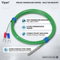 Sonde de résistance Pt100 4x30mm type aiguille, fil silicone 2M, thermocouple à vis K-Type M3, sonde de hotend pour imprimante 3D en acier inoxydable