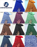 Tissu en dentelle de tulle perlé de luxe Sinya avec sequins et perles, broderie de perles longues pour robe de soirée ou de mariage africaine