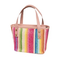 Sac fourre-tout en paille pour femme avec fermeture éclair, sac à main décontracté et tendance
