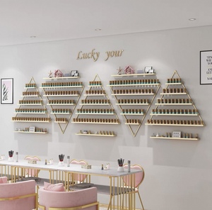 Zs Gold <b>Wall</b>-mounted <b>Nail</b> Salon Shelf Metal Rack for <b>Nail</b> Polish Display - Product Image 1