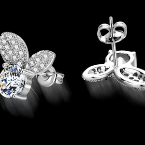 Personalized Hot Selling Copper White Gold Plated Tarnish Free Waterproof Claw Setting Cubic Zirconia <b>Bow</b> Knot Stud Earrings - Product Image 4
