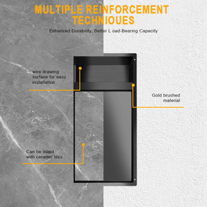 Personnalisable Réglable Écologique Durable Salle De Bains Accessoires Carrelage Insert Mur Niche Noir En Acier Inoxydable Papier <span class=keywords><strong>Douche</strong></span> - Product Image 2