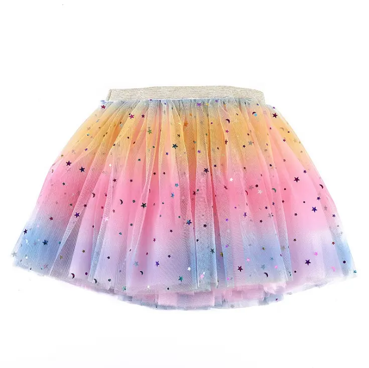 GirlsTutuスカートレイヤードスタースパンコールレインボーチュチュドレス幼児の女の子の誕生日ドレス