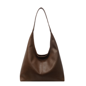 Sac fourre-tout élégant en cuir PU marron avec fermeture éclair, grande capacité, sac à bandoulière minimaliste, sac sous le bras pour les trajets quotidiens - Product Image 1