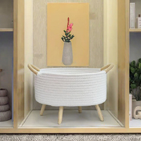 Panier de rangement en corde de coton tissé de style moderne avec poignées pour jouets d'animaux de compagnie Panier décoratif pour pépinière Organiser les articles pour chats, chiens et bébés