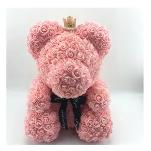 Oso de peluche rosa Artificial, flor, 25cm, 40cm, 60cm, 70 cm, venta al por mayor de fábrica