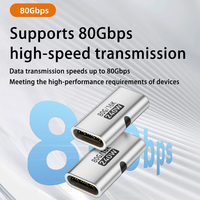 Adaptor Coupler USB4 80Gbps USB C Dual Female 240W PD Pengisian Cepat DC 8K60Hz C Extender Converter Aluminium Alloy LED MacBook