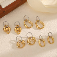 Pendientes de Acero Inoxidable de Colores, Diseño Exclusivo con Ganchos Circulares Irregulares y Huecos