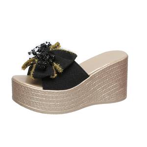 Sandales compensées à plateforme pour femme, grande taille, avec nœud et semelle épaisse, nouvelle collection été, vente en gros transfrontalière 702 - Product Image 5