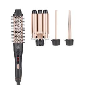 Meinuo 4 barils affichage LED <span class=keywords><strong>pas</strong></span> <span class=keywords><strong>cher</strong></span> prix Nouveau Offre Spéciale curling brosse vague bigoudi 3 Barrel <span class=keywords><strong>Waver</strong></span> Fer À Friser Baguette Ensemble - Product Image 1