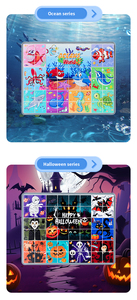 Halloween dinosaurus Natal laut nomor alfabet ruang beberapa tema Puzzle blok dengan papan gambar - Product Image 6