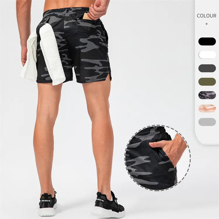 Groothandel Custom Sweat Compression Print Designer Fitness Boxer Gym Workout Sport Cargo Hardlopen Heren Shorts