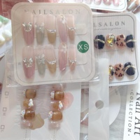 Lot de 10 faux ongles à presser de haute qualité, faits à la main, motifs variés, en acrylique épais, vente en gros