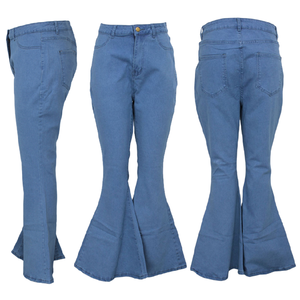 HSF2295 New Arrivals Fashionable Plus Size <strong>Jeans</strong> Slim Fit Wide Leg Fare <strong>Jeans</strong> Women Stretchy Denim <strong>Jeans</strong> - Product Image 5