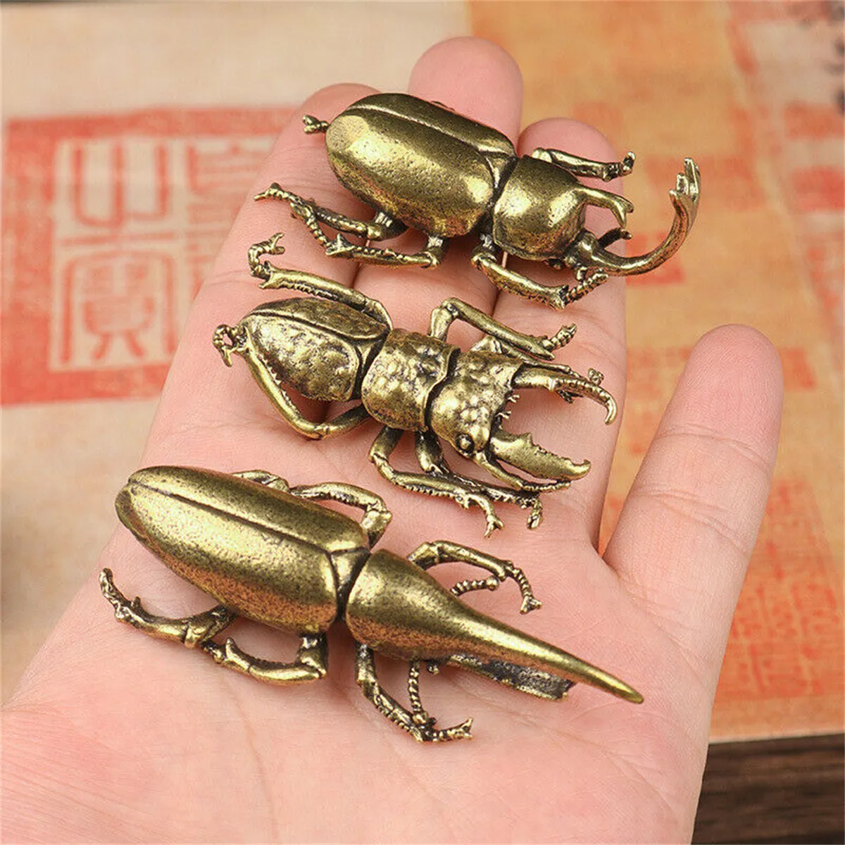 固体真鍮昆虫置物小さな昆虫像家の装飾動物の置物家庭用品