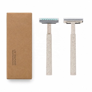 Maquinillas de Afeitar Portátiles Biodegradables de Triple Hoja de Paja de Trigo para <span class=keywords><strong>Hotel</strong></span>, Set de Afeitado Ecológico Desechable para <span class=keywords><strong>Hotel</strong></span> con Empaque en Caja de Papel Kraft - Product Image 5