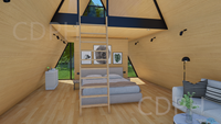 Villa de Luxe Modulaire en A, Isolation Thermique, Préfabriquée, Petite Maison Triangle pour Appartement, Cottage Préfabriqué