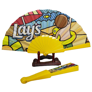 Éventail en plastique grand format 33 cm Beckon Wholesale avec impression intégrale pour décorations de festivals, récitals, camps d'été et recrutement - Product Image 4