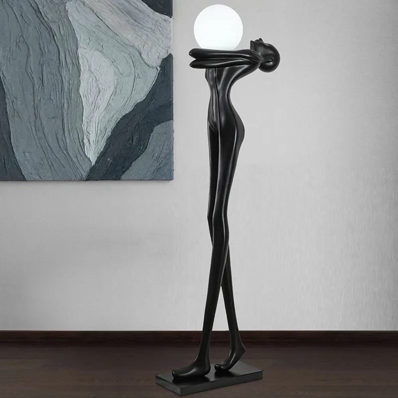 Oversize Art Human Sculpture Standing Lamparas Decorativas Modern Indoor LED Hotel Floor Lamp