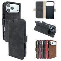 Étui de téléphone à rabat en PU de luxe pour iPhone 11 12 13 14 15 16 18 Pro Max avec fente pour cartes, béquille et protection antichoc