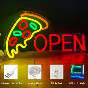 Pizza neon LED hanging open <b>sign</b> luminous shop signboard indicator ambient light transparent acrylic board luminous letters - Product Image 2