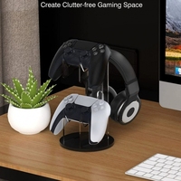 Support de manette de jeu carré moderne en plastique pour manette Xbox PS5, casque d'affichage de bureau, support 2-en-1 avec outils de nettoyage