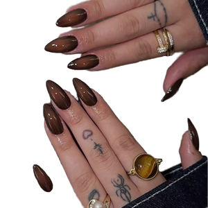 24 <span class=keywords><strong>Uñas</strong></span> <span class=keywords><strong>Postizas</strong></span> Cortas de Cobertura Completa <span class=keywords><strong>con</strong></span> Forma de Almendra Francesa, Importadas de China, de ABS, <span class=keywords><strong>con</strong></span> <span class=keywords><strong>Pegamento</strong></span> para Dedos - Product Image 1