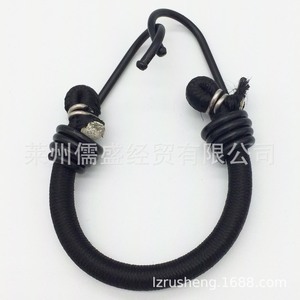 Fabricant de cordes élastiques fournit des cordes élastiques noires de 8 mm avec crochets, cordes à bagages avec crochets en fer aux deux extrémités, vente en gros. - Product Image 1