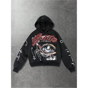 เสื้อฮู้ดพิมพ์ลายตาสำหรับผู้ชาย FOXA ผ้าฝ้ายเฟรนช์เทอร์รี่ สไตล์ฮิปฮอป สตรีทแวร์ ระบายอากาศได้ดี - Product Image 2