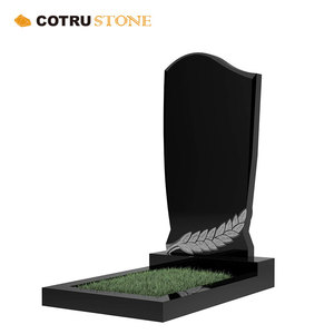 Modern Russian Style Black <strong>Stone</strong> Tombstone Headstone Monument <strong>Memorial</strong> with Cross - Product Image 4