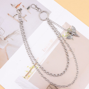 Xiyin Men's Double Layer Metal Pants <b>Chain</b> With Angel Pendant Hip Hop <b>Waist</b> <b>Chain</b> For Daily Wear Zinc Alloy White K0080 - Product Image 3