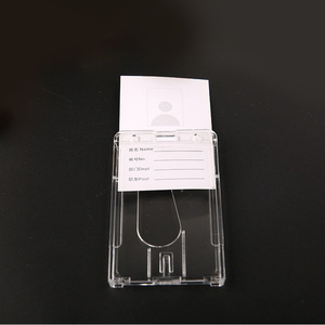 Plastique PS de bonne qualité, porte-carte d'identité en plastique dur Vertical Transparent, Double carte Multi avec fente pour le pouce - Product Image 5