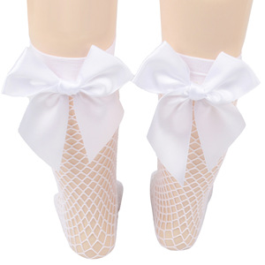 Chaussettes décontractées en maille pour enfants, style britannique, avec nœud pour fille, mi-mollet, pour la famille, courtes, en résille, cousues à la machine - Product Image 6