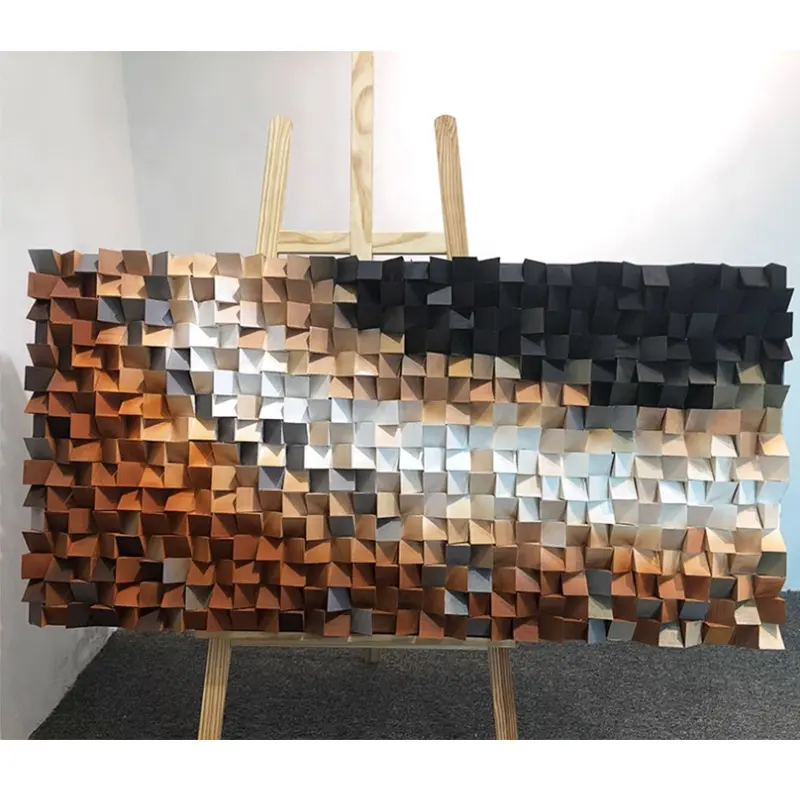 Massivholz mosaik dekorative Malerei Licht Luxus Wand dekoration handgemachte drei dimensionale Kunst Wand Holz Dekor