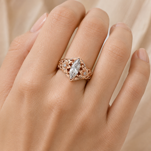 Anello di Lusso con Zirconi a Forma di Marquise, Placcato in Oro Rosa, Gioiello da Festa per Donne - Product Image 2