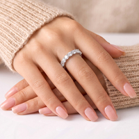 Bague de mariage demi-éternité en argent S925 de luxe avec moissanite ronde de 3 mm et diamant de laboratoire pour femme, cadeau de mariage
