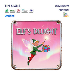 Großhandel Geprägte Bedruckte Antike Retro Rustikale Blechschilder für Weihnachtsbaum Bauernhof Feiertagsmarkt Stand Wandkunst mit Slogans - Product Image 2