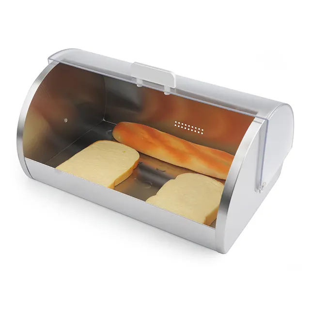 रोटी बिन बॉक्स भंडारण धारक घरेलू रसोई गर्म बेच स्टेनलेस स्टील खाद्य कंटेनर रोल शीर्ष ढक्कन के साथ बड़ी क्षमता