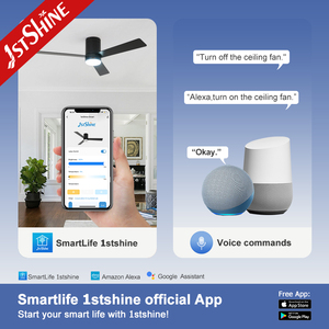 1stshine <span class=keywords><strong>Ventilateur</strong></span> de plafond Éclairage décoratif à led Lames en bois MDF 52 pouces <span class=keywords><strong>Ventilateur</strong></span> de plafond - Product Image 6