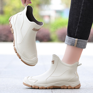 Bottes de pluie noires tendance pour hommes, à tige courte, pour l'extérieur, bottes en caoutchouc imperméables urbaines, <span class=keywords><strong>chaussures</strong></span> antidérapantes pour la marche, <span class=keywords><strong>chaussures</strong></span> en caoutchouc kaki - Product Image 3