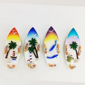 도매 사용자 정의 로고 푸에르토 리코 비치 관광 기념품 수지 공예 서핑 보드 등대 3D 하이 퀄리티 냉장고 자석
