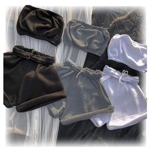 Été nouveau Style Sexy <span class=keywords><strong>dessin</strong></span> Tube haut court correspondant Biker poche Shorts tenue deux pièces pantalons ensembles Activer - Product Image 1