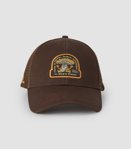 Casquette Trucker TOPCAP personnalisée style vintage avec patch champignon et gnome – Marron en sergé et maille, unisexe, <span class=keywords><strong>pour</strong></span> l'extérieur, style nature et hippie - Product Image 2