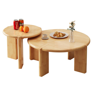 Juego de Mesa de Té Redonda de Madera Maciza de Lujo, Textura de Alta Gama, Mesa de Centro Minimalista para Sala de Estar, Decoración Moderna para el Hogar - Product Image 3