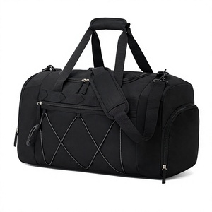 Bolsa Deportiva Unisex de Corduroy con Forro de Poliéster, Gran Capacidad, Correa Ajustable, Cierre de Cremallera, Color Negro Sólido, Informal, para Fitness y Viajes - Product Image 1