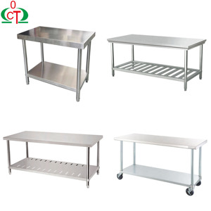 Thép không gỉ bàn làm việc thương mại 2 lớp thép không gỉ tùy chỉnh Nhà hàng sử dụng bàn làm việc mới - Product Image 5